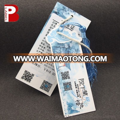 Aesthetic classical Chinese style pre printed price labels paper hang tags with tassels for clothing