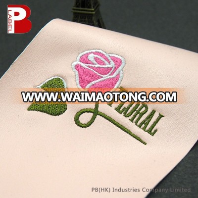 Delicate FLORAL Pink Rose Embroidered Leather Patches for Cell Phone Shells