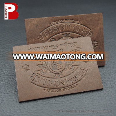 custom embossed design pu jeans leather label